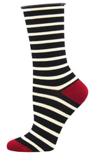 Ladies Bamboo Sailor Stripe Roll Top Socks