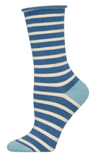 Ladies Bamboo Sailor Stripe Roll Top Socks