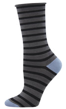 Ladies Bamboo Sailor Stripe Roll Top Socks
