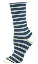 Ladies Bamboo Sailor Stripe Roll Top Socks