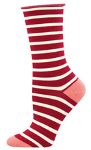 Ladies Bamboo Sailor Stripe Roll Top Socks