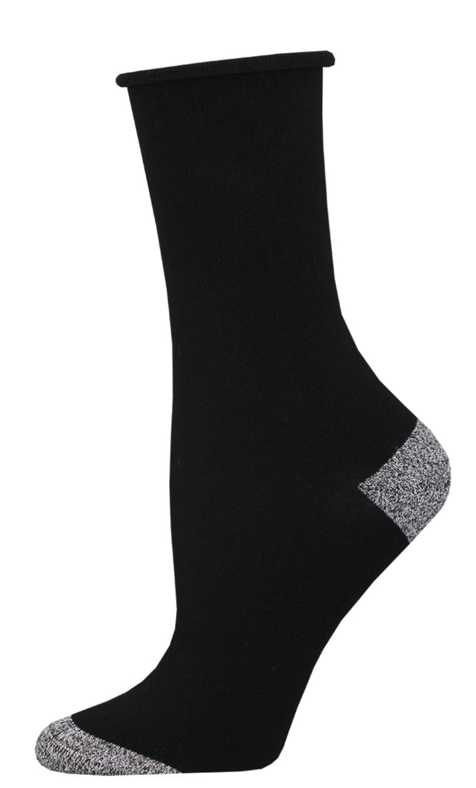 Ladies Bamboo Contrast Heel Toe (Rolltop) Socks in