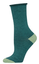 Ladies Bamboo Contrast Heel Toe (Rolltop) Socks in