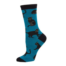 Ladies Bamboo Black Cat Socks