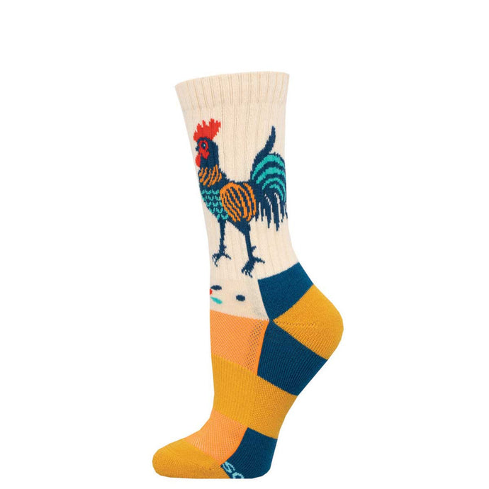 Ladies Compass Wool Folk Art Rooster Socks