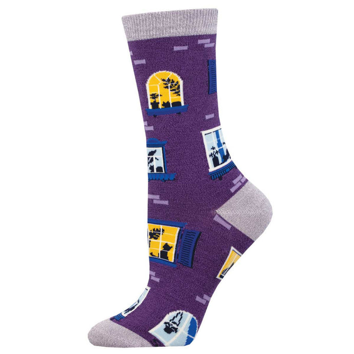 Ladies Bamboo Window Cats Socks