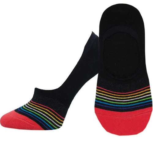 Ladies Multi Stripe No Show Liner Socks