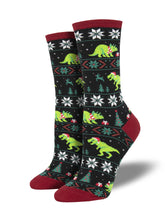 Ladies Santasaurus Rex Graphic Socks