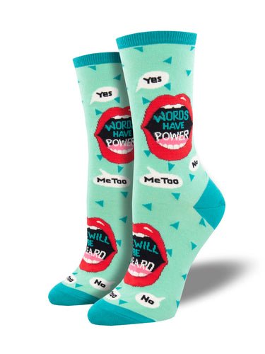 Ladies Words Have Power Graphic Socks