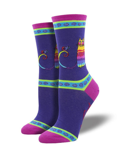 Ladies Laurel Burch Rainbow Cat Socks