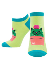 Ladies Kitty Cactus Graphic Ped Socks