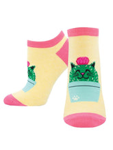 Ladies Kitty Cactus Graphic Ped Socks