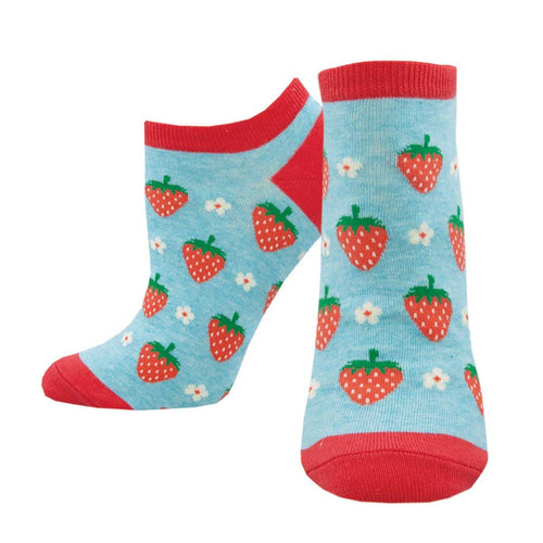 Ladies Strawberry Floral Ped Socks