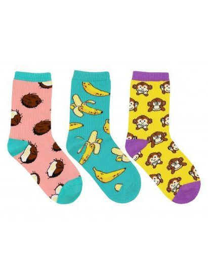 Kid's Spunky Monkey Graphic Socks 3-Pack