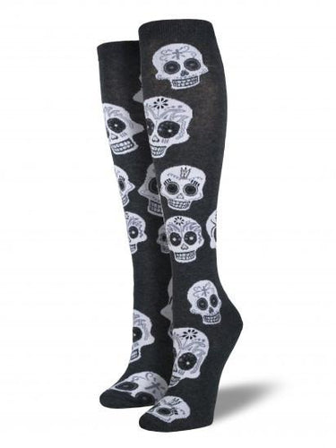 Ladies Big Muertos Skull Knee High Socks
