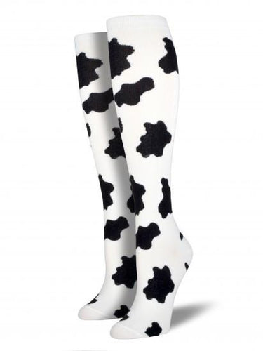 Ladies Cow Spots Knee High Socks