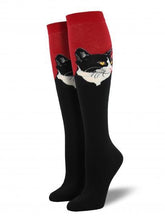 Ladies Cat Portrait Knee High Socks