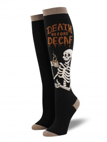 Ladies Death Before Decaf Knee High Socks