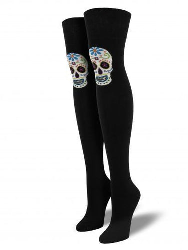 Ladies Muertos Skull Over The Knee Socks